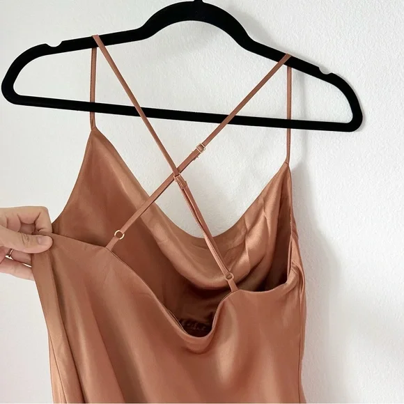 Show Me Your Mumu Tuscany Slip Maxi Dress in Copper Luxe Satin sz M - Picture 7 of 12